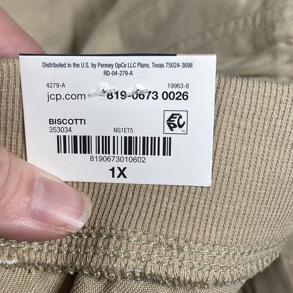 St John's Bay Wide Leg Crop Pants Women's Size 1X Pull On Tencel Beige Biscotti - Picture 7 of 7